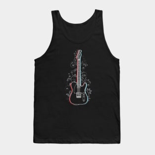 T-Style Electric Guitar 3D Outline Flowering Vines Tank Top